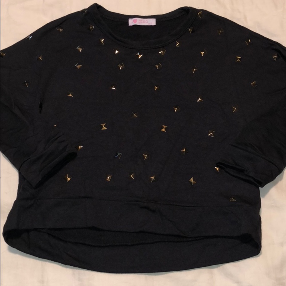 EUC Pinc studded long sleeve hi-lo shirt